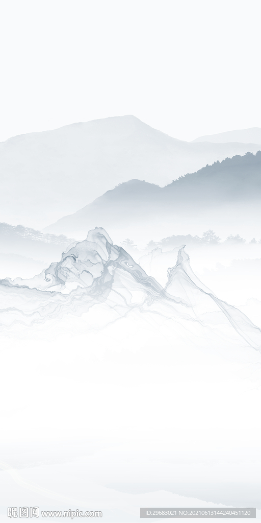 大气山水新玄关画 分层文件 