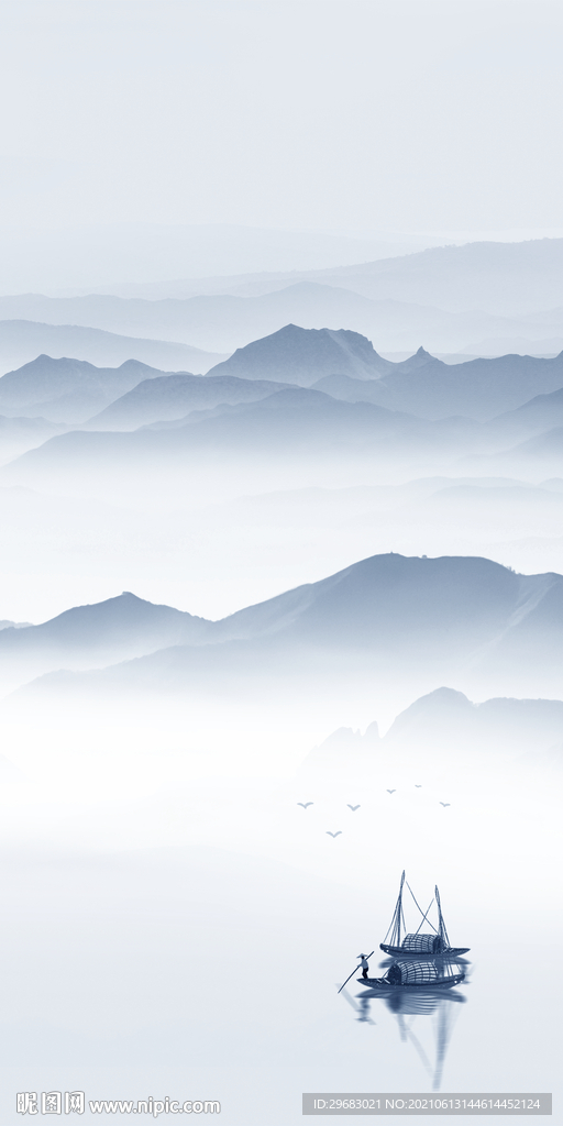 高雅山水新玄关画 分层文件 