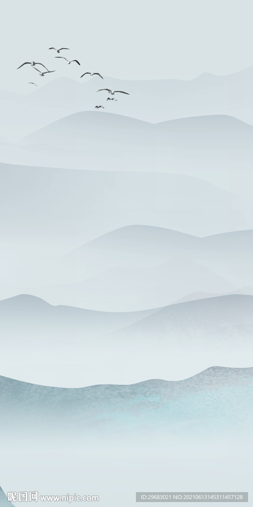 高清 山水新玄关画 分层文件 