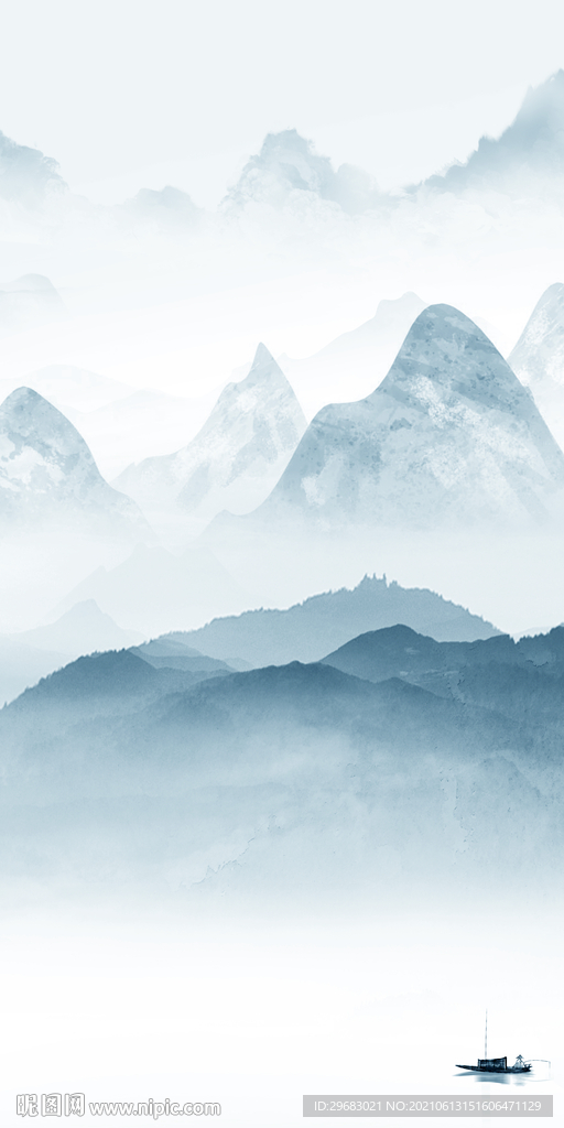 高档山水新玄关画 文件分层 