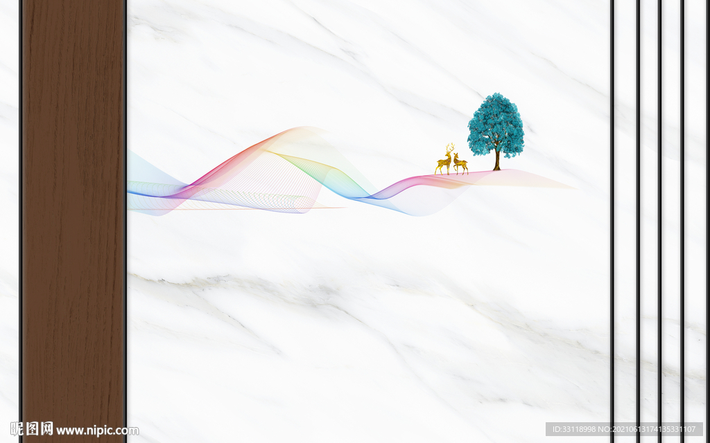 木栅组合岩板背景墙