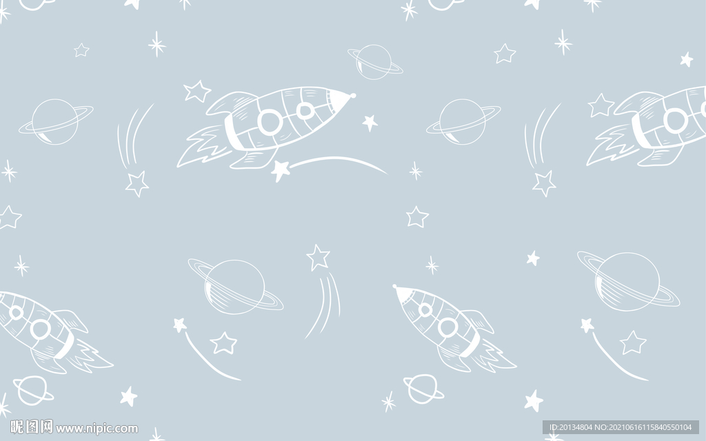 手绘分层宇宙线条背景墙