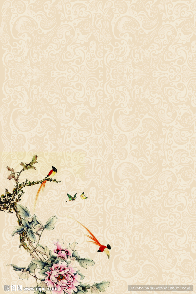 古典花鸟装饰画背景