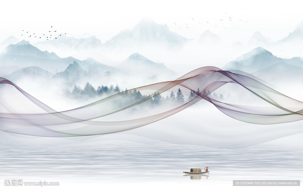 人气唯美客厅山水 TIF分层