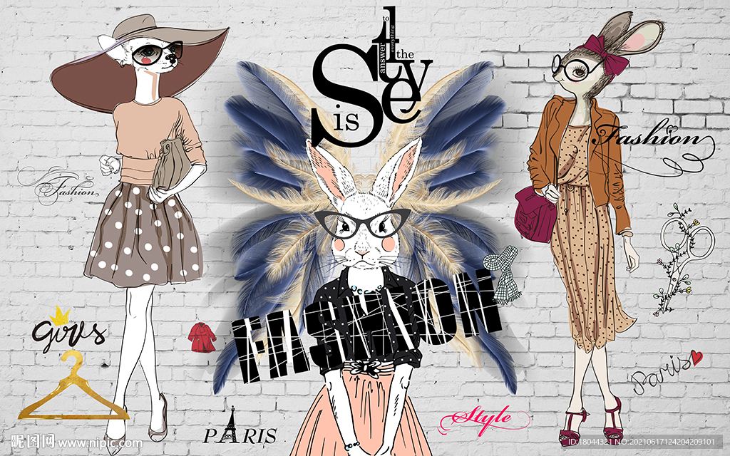 个性砖墙女装服装店工装背景墙