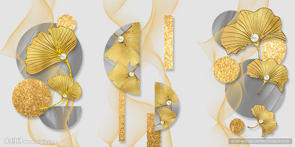 装饰画 晶瓷画 杏叶 线条