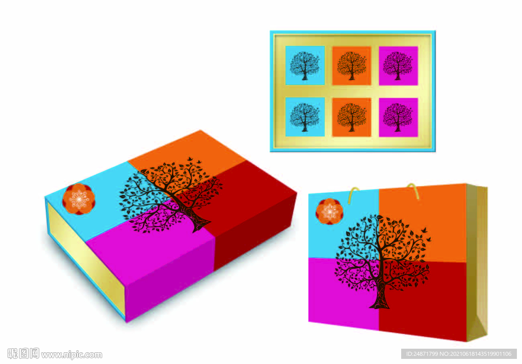 展开图 中秋包装  月饼包装袋