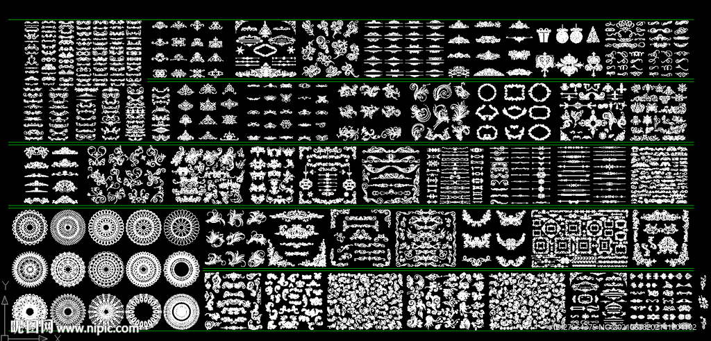 欧式花纹花边CAD雕花图库大全