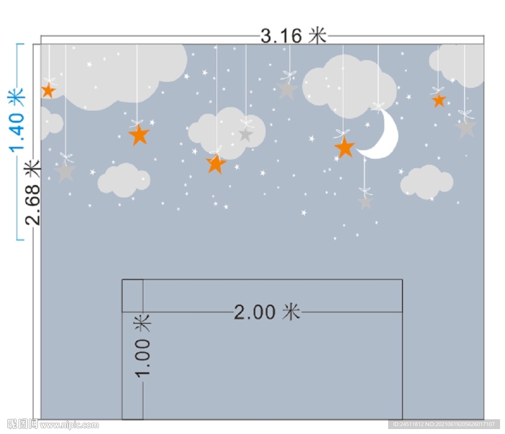云 月亮 星星  太空 硅藻泥