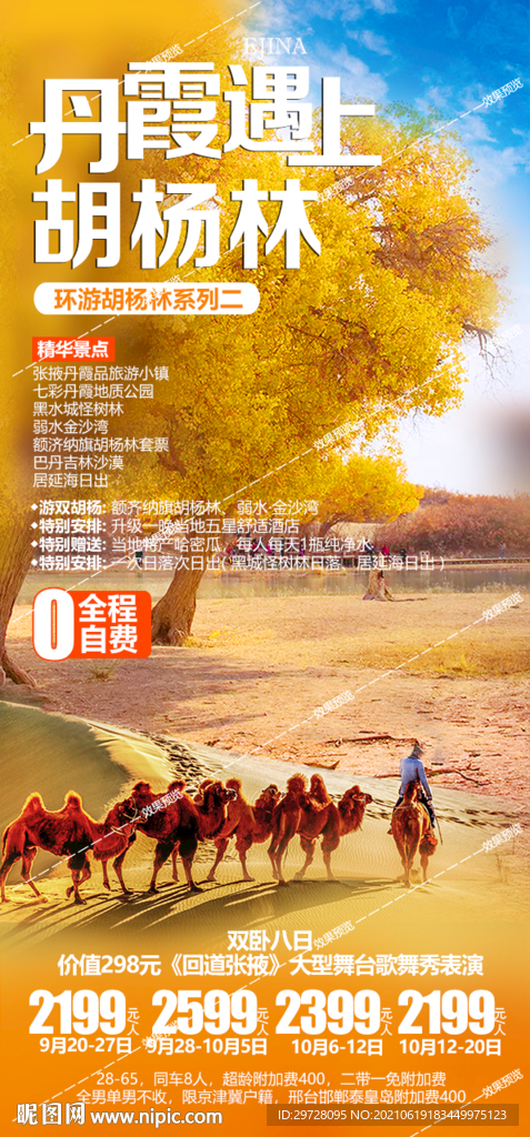 西北旅游海报 青海甘肃宁夏胡杨