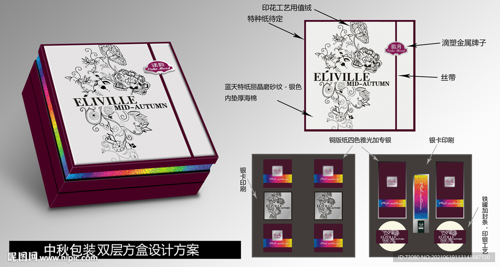 法式风格月饼礼盒（平面展开图）