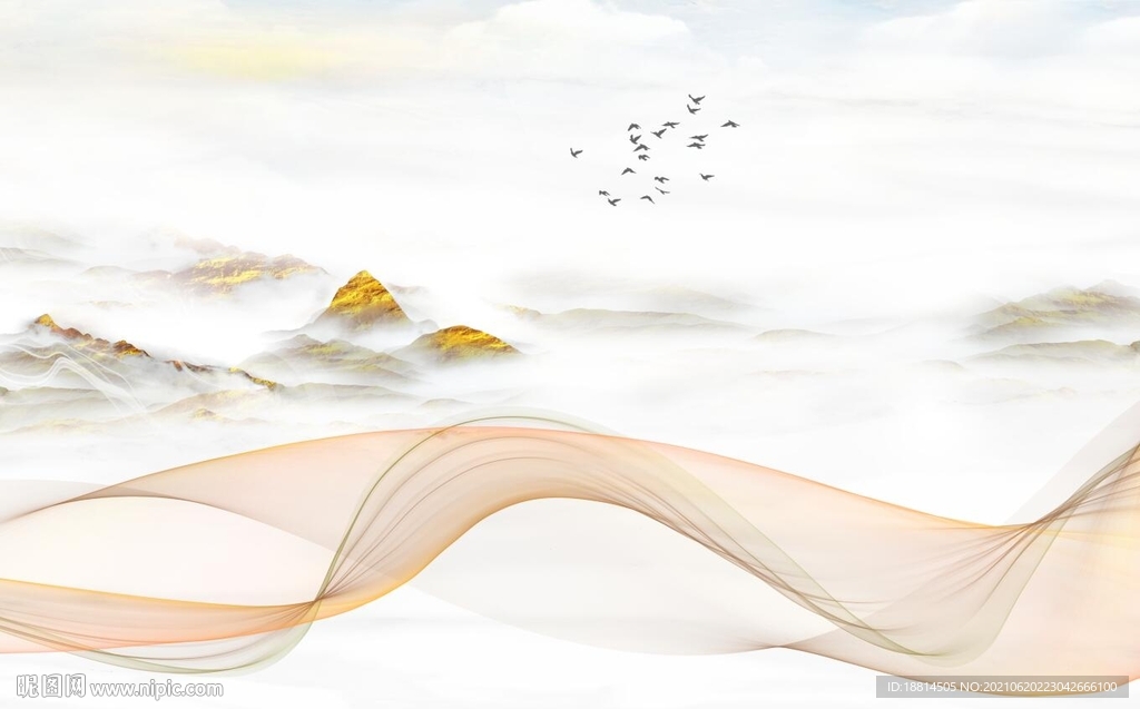 曲线优雅新中式背景墙