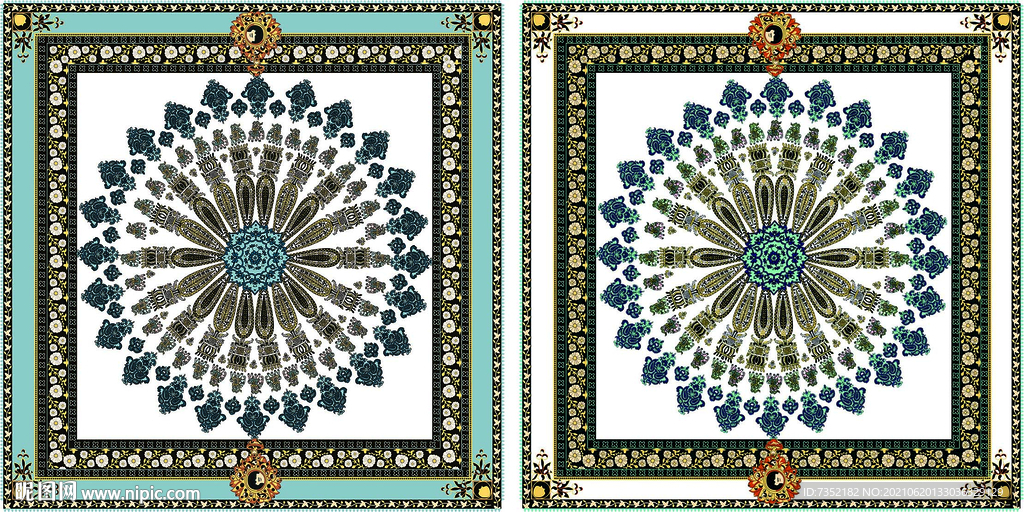 青花瓷 圆形 花纹