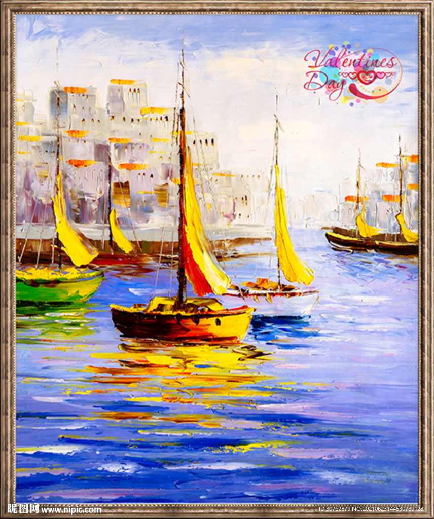 大牌印花油画港景街景