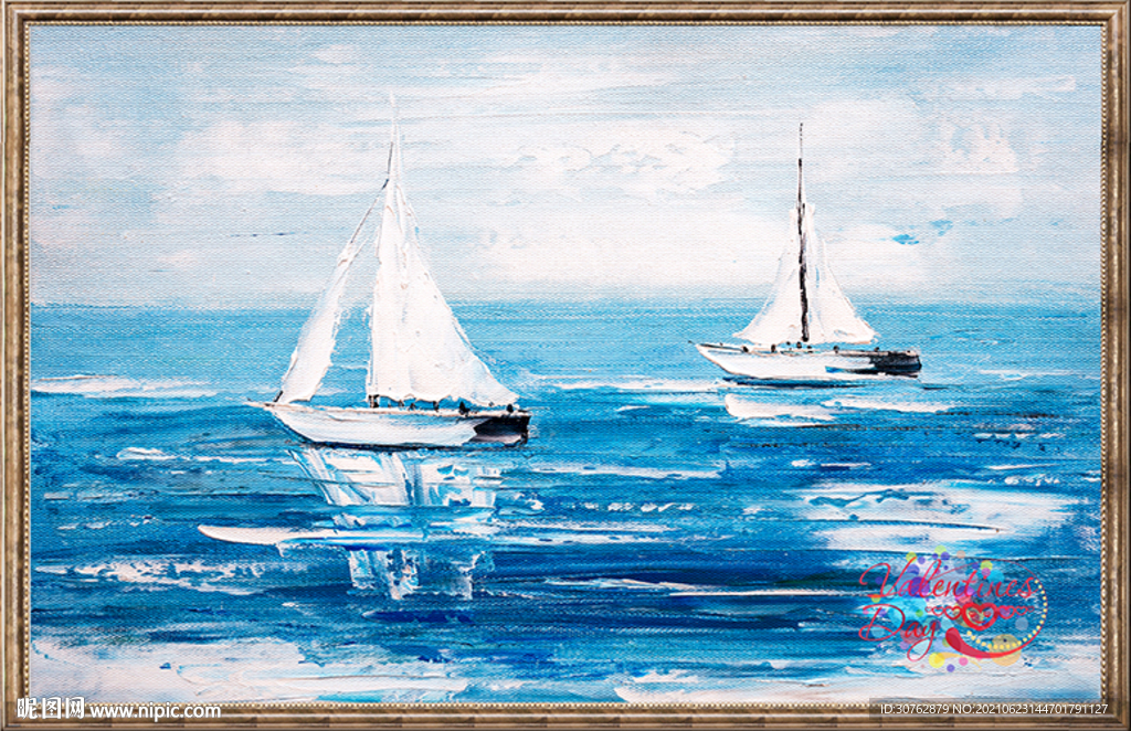 大牌油画港口街景帆船