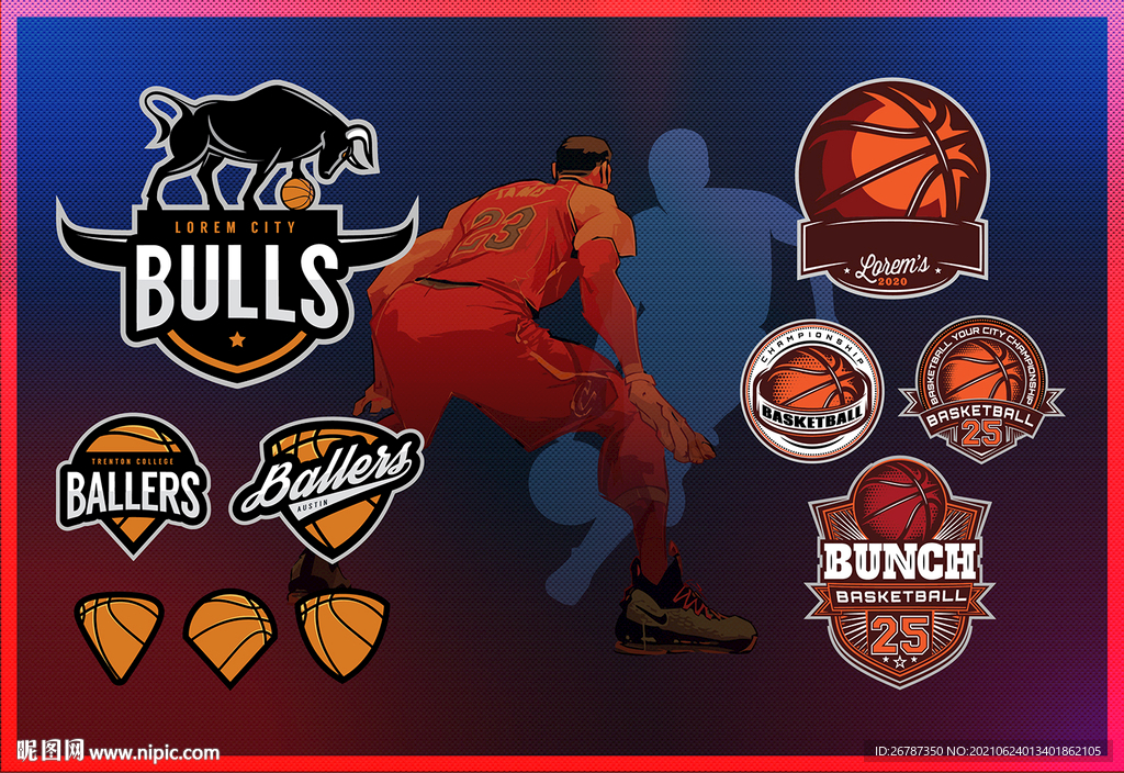 矢量篮球运动图标设计