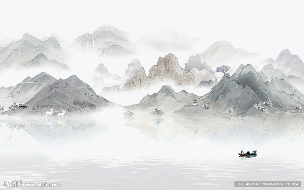 新中式水墨山水图片