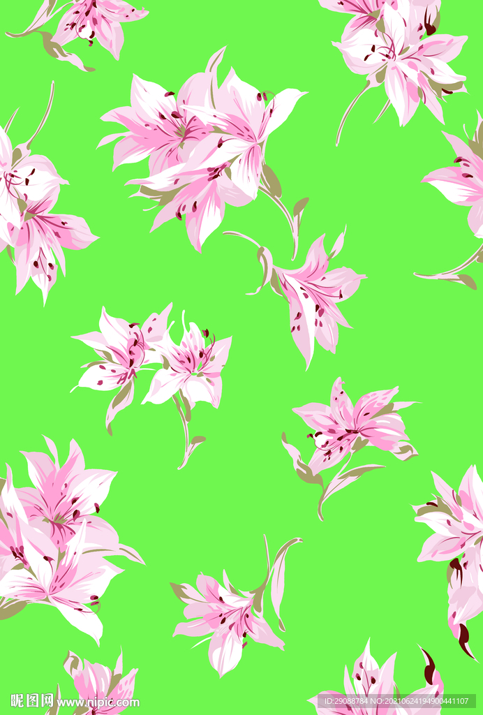 大牌花 数码印花 百合花