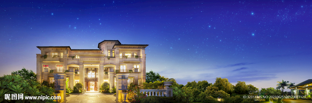 别墅户外背景板