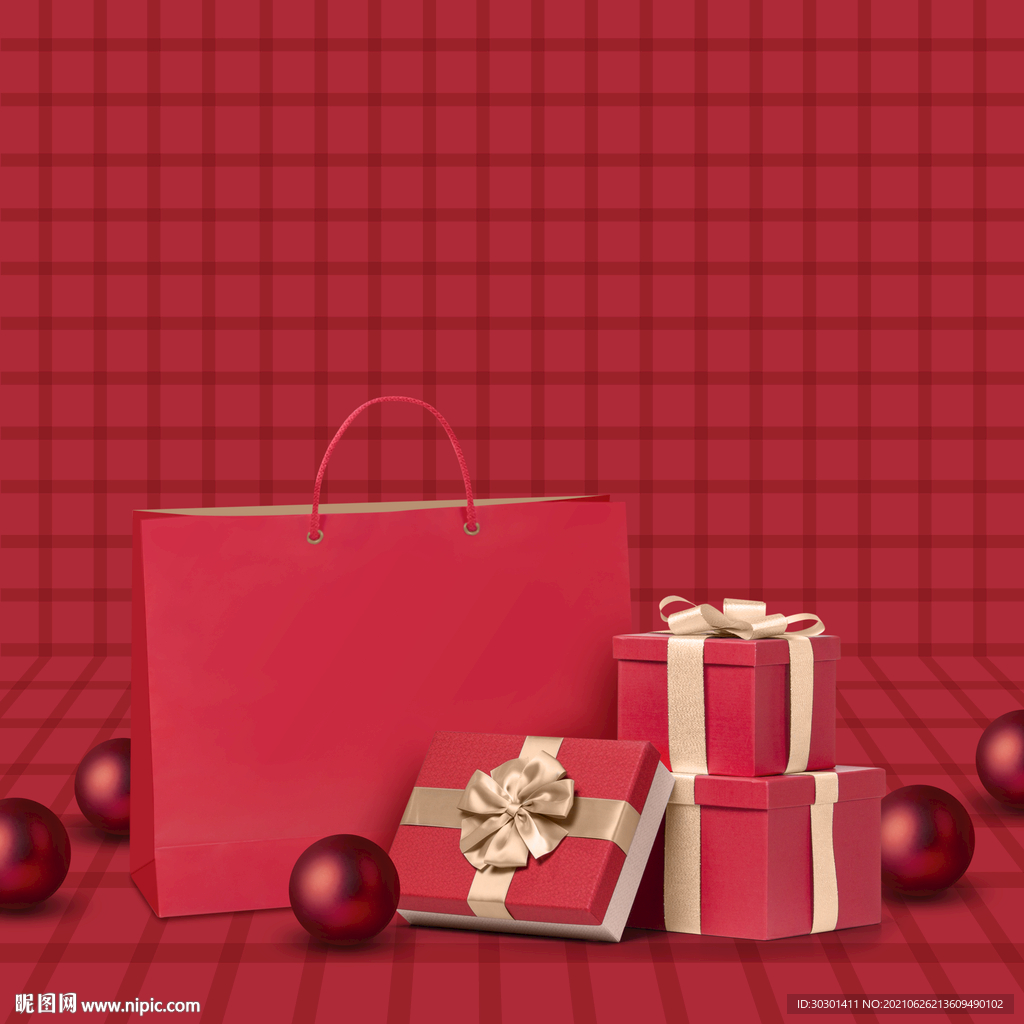 红色大促礼盒背景