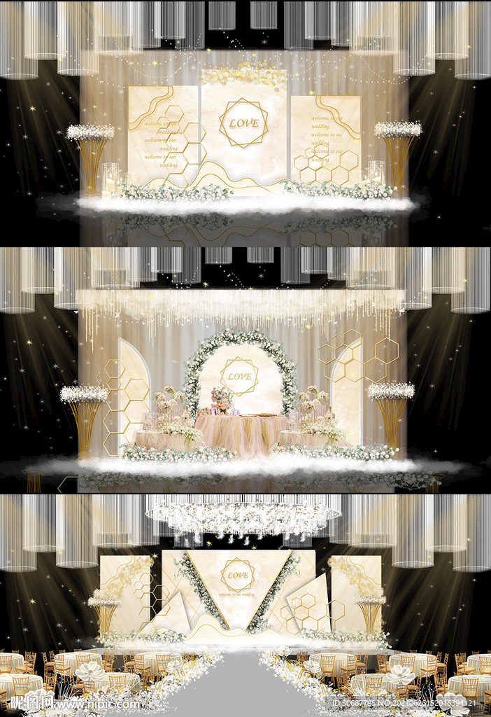 欧式香槟色大理石婚礼