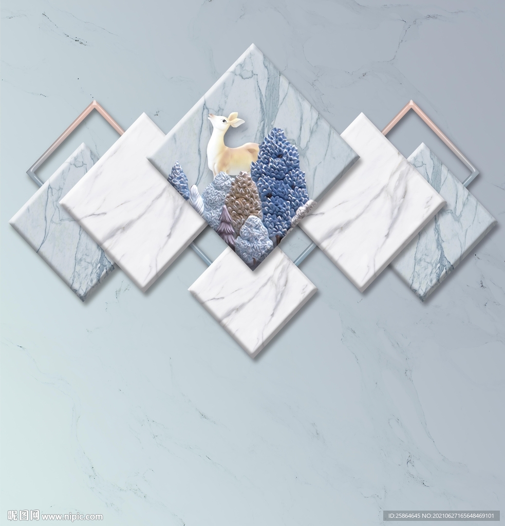 几何麋鹿背景墙