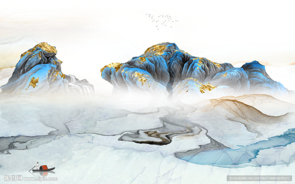 最新山水画 文件TIF分层