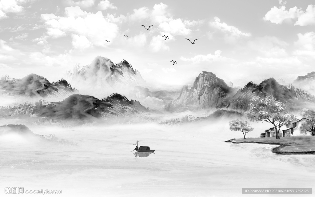 新款山水 tif分层画 