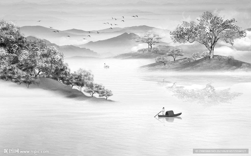 别墅新式山水 tif分层画 