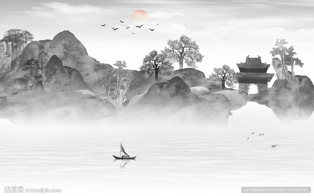 最新式山水 tif分层画 