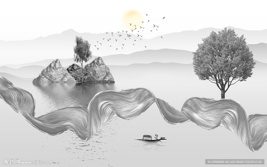 高雅 新式山水 tif分层画 