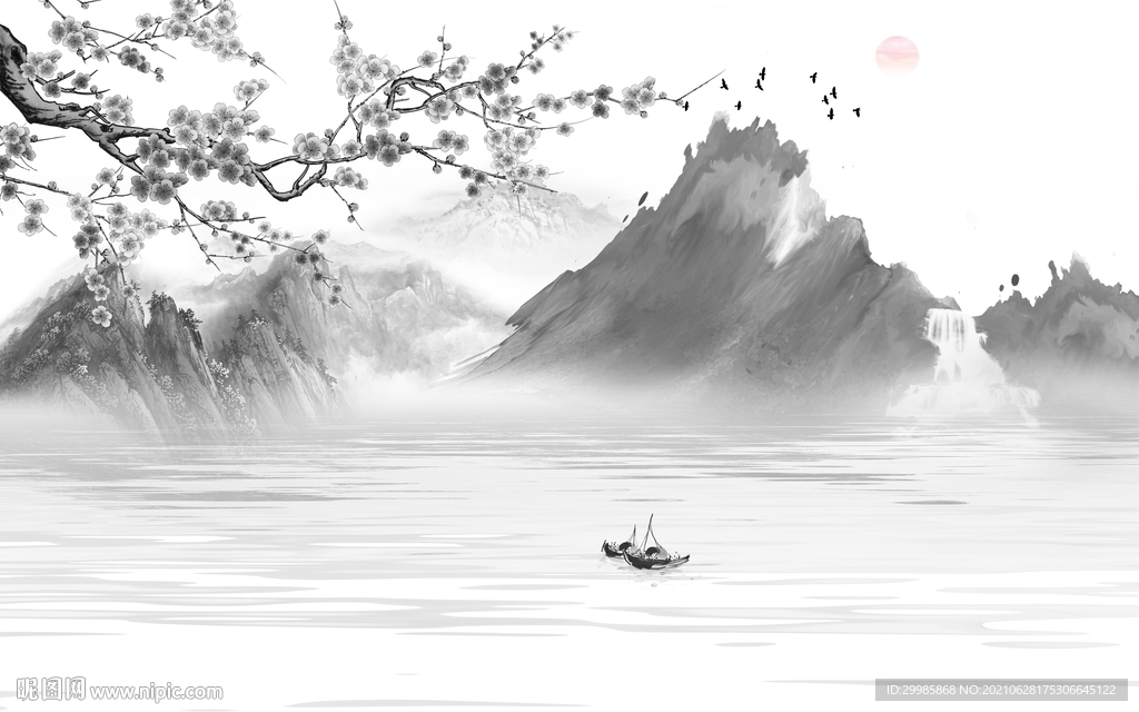 人气灰色山水 tif文件分层