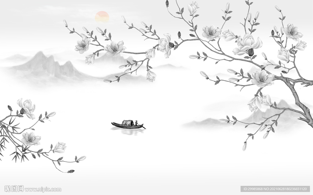 高雅灰色山水 tif文件分层