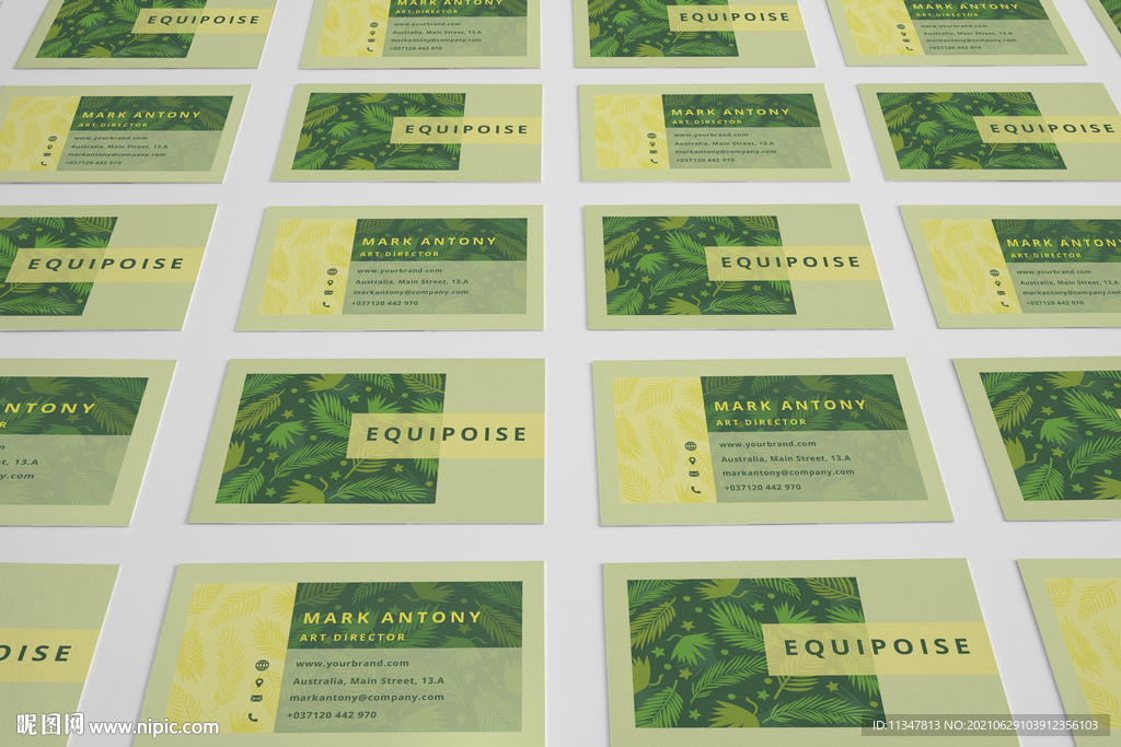 名片平铺效果智能贴图样机模板