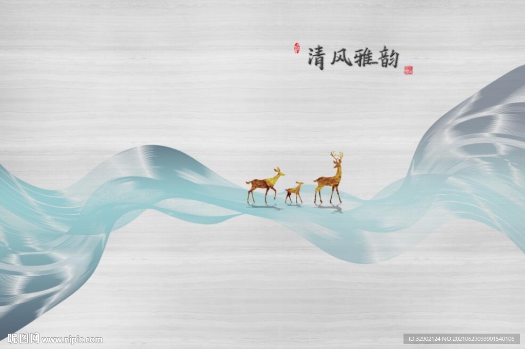 清风雅韵大理石抽象丝绸背景墙