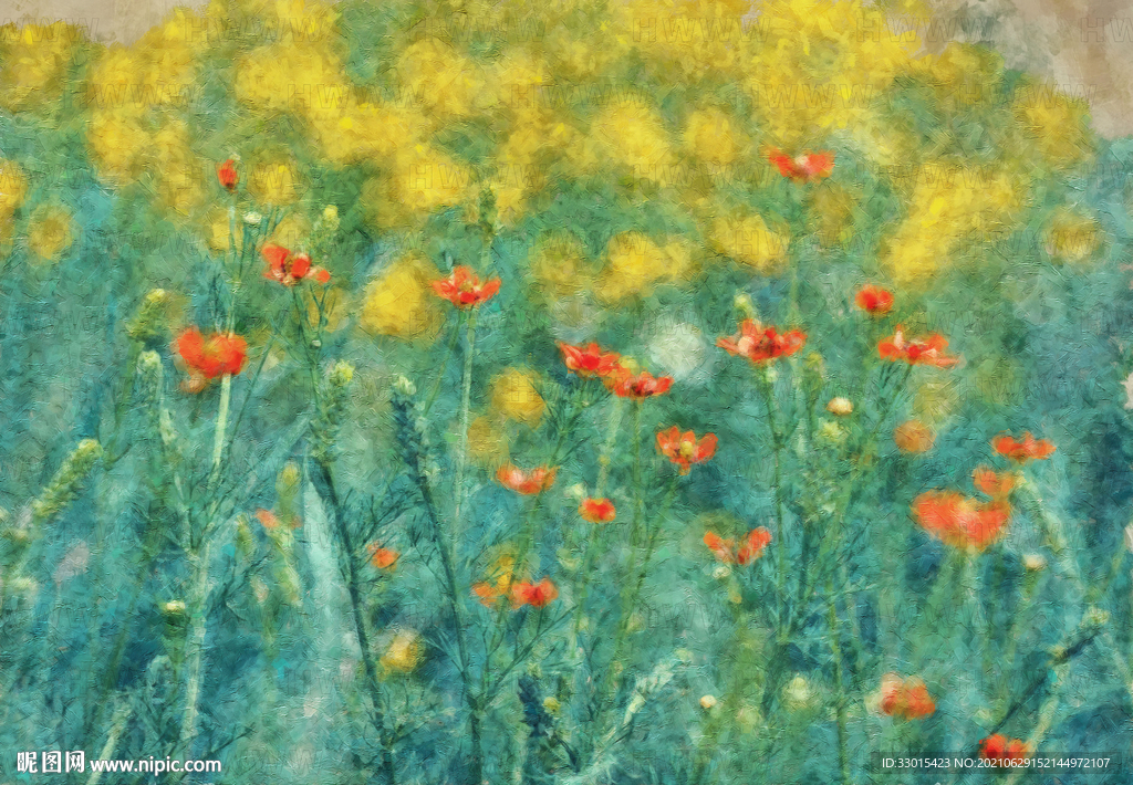 花田花草油画手绘装饰画