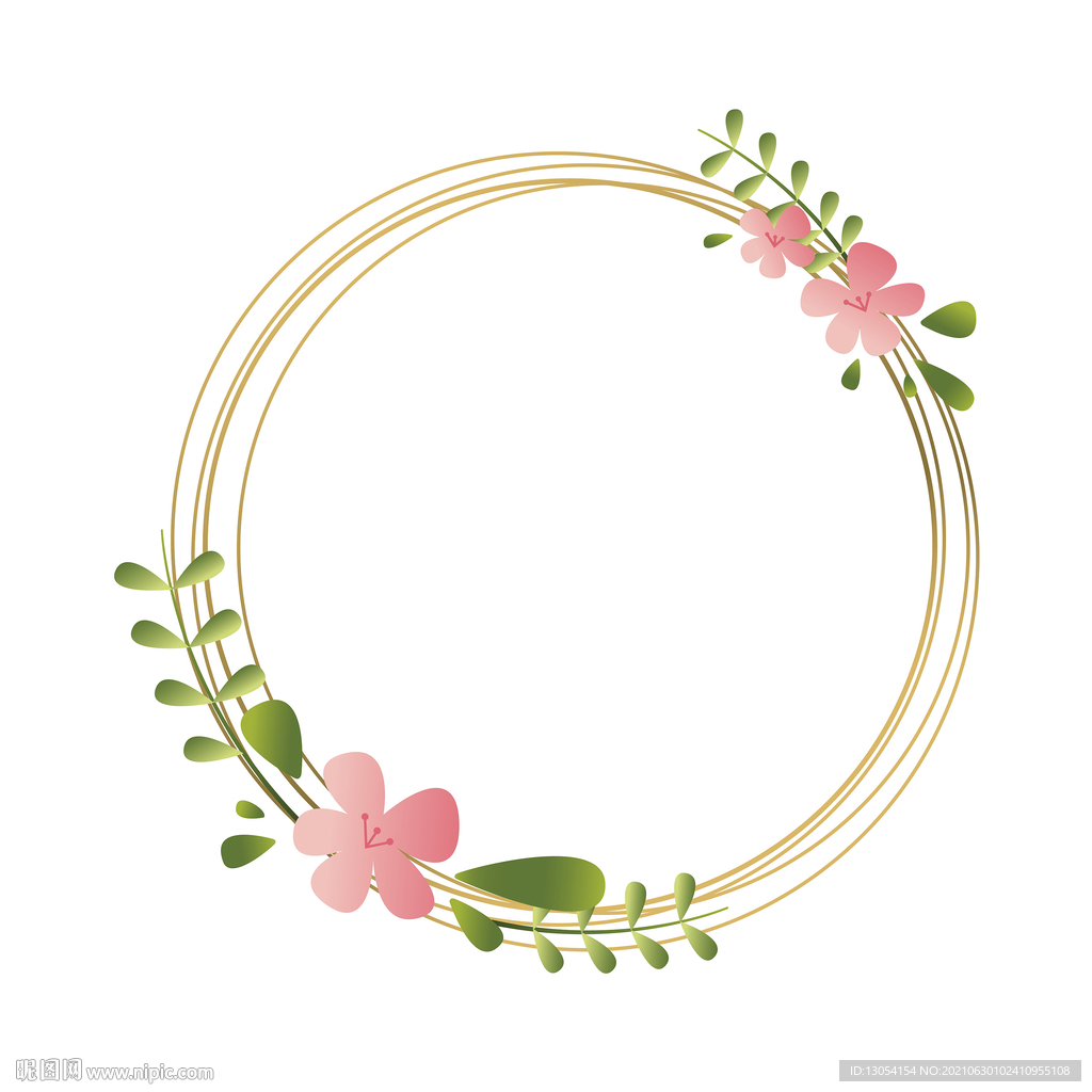 小清新田园花朵金色几何边框