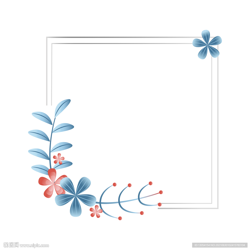 小清新花卉树叶银色头像边框