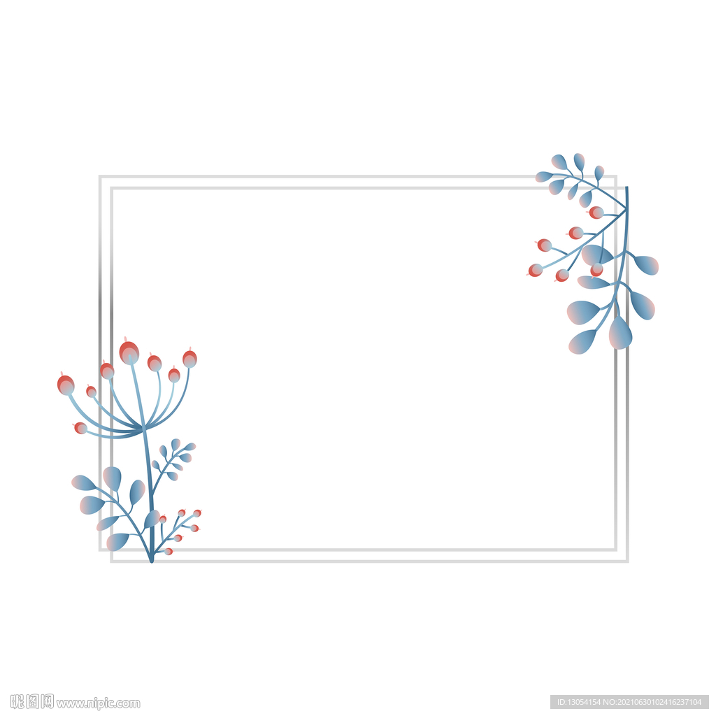 田园小清新植物花卉银色金属边框