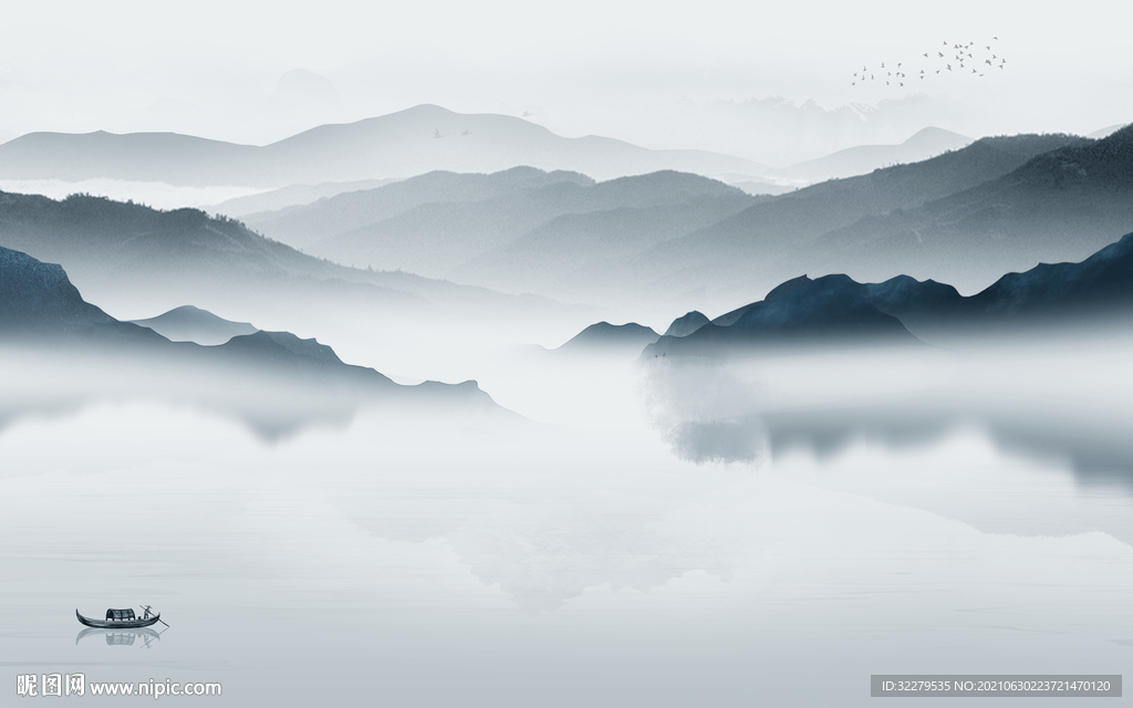 高端意境客厅山水 TIF分层