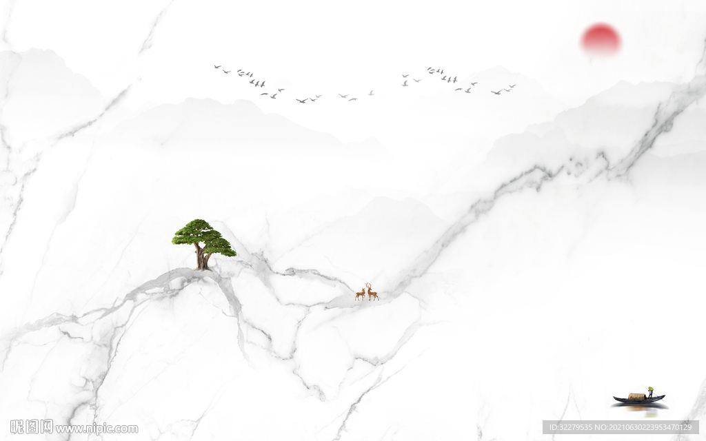 爵士白意境客厅画 TIF分层