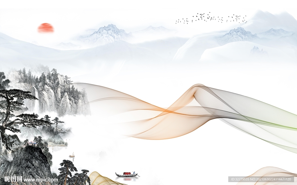 高档意境客厅山水 TIF分层