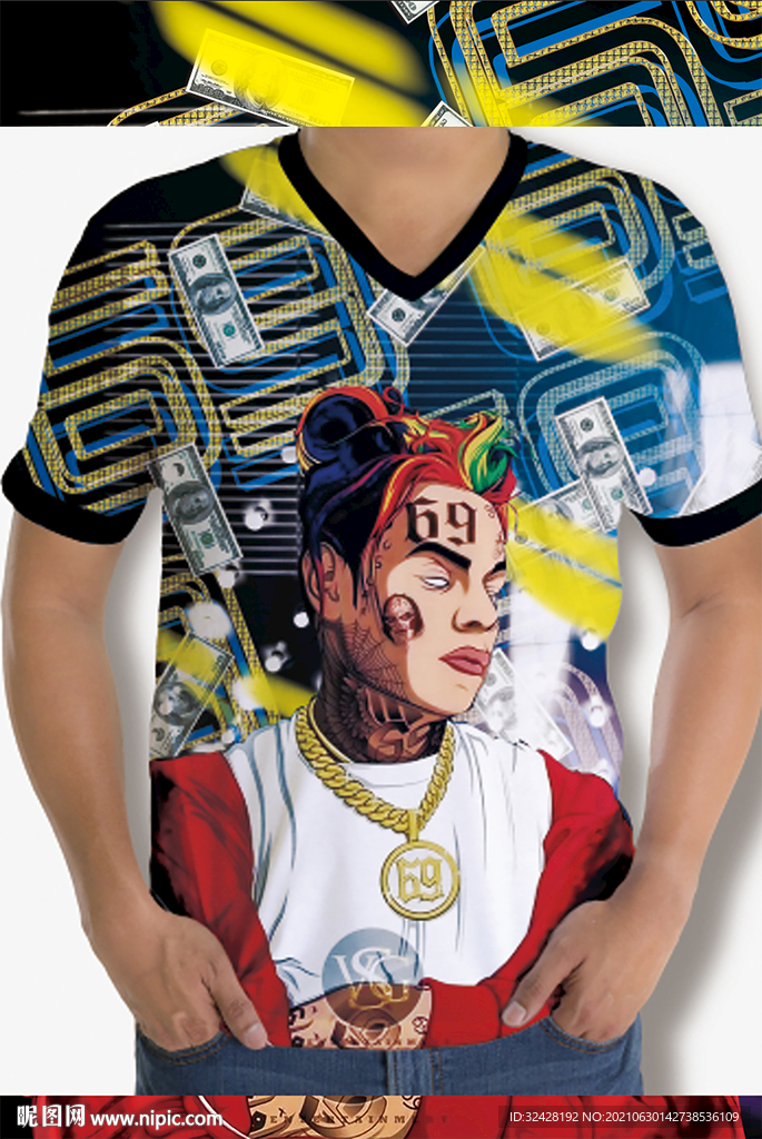 大牌男装印花 高清分层