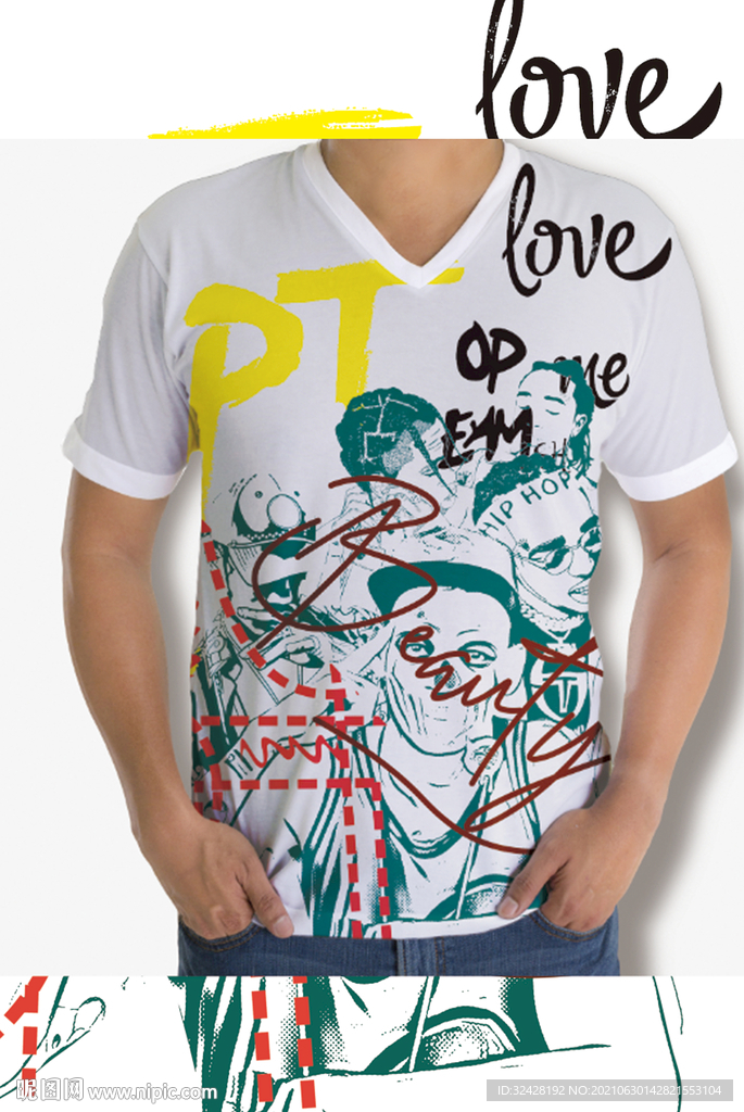 大牌男装印花 高清分层