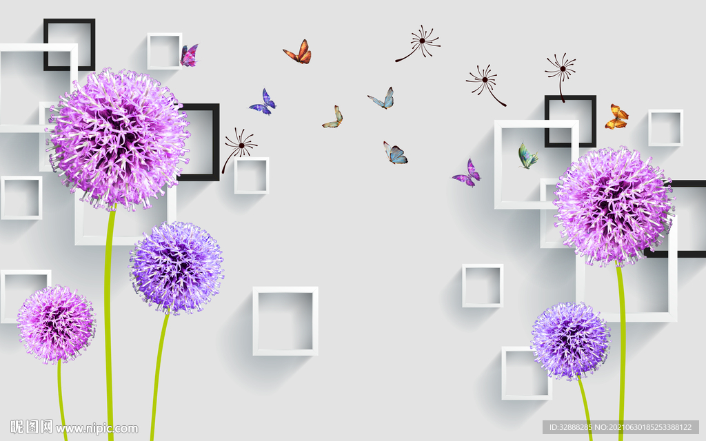 紫色薰衣草花卉背景墙