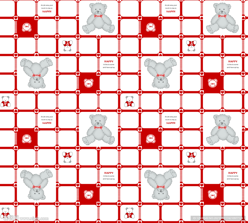 大牌数码卡通格子熊