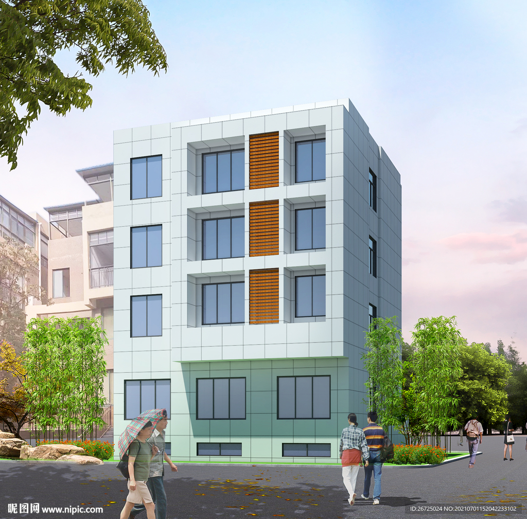 小型办公楼建筑外观设计效果图