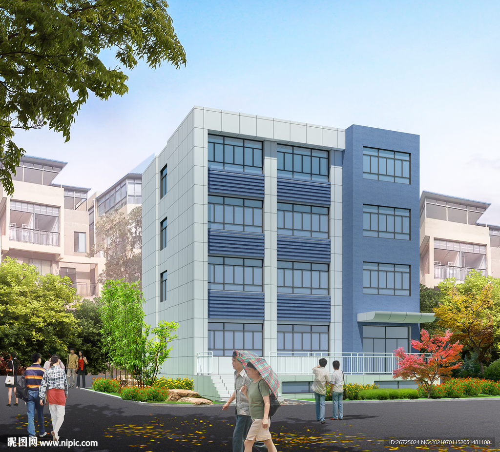 小型办公楼建筑外观设计效果图