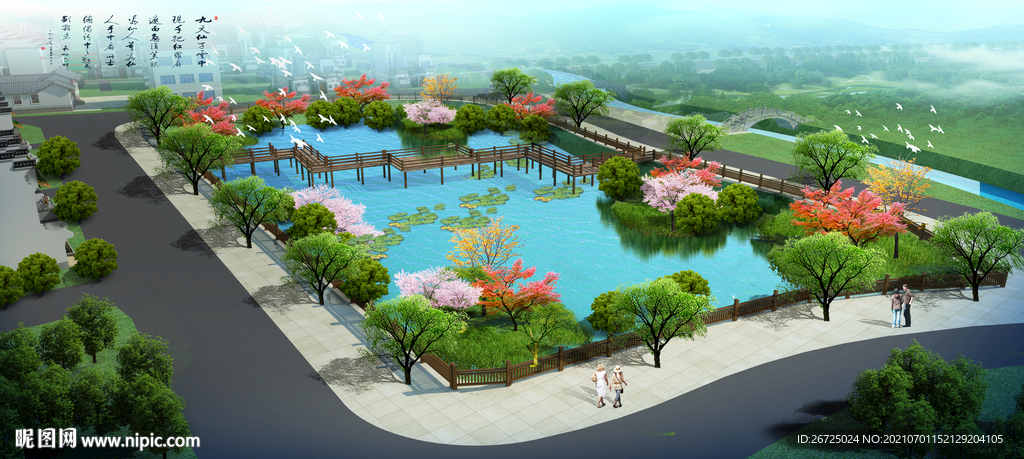 度假村池塘设计案例效果图