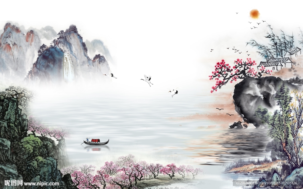 国画新款山水 tif文件分层